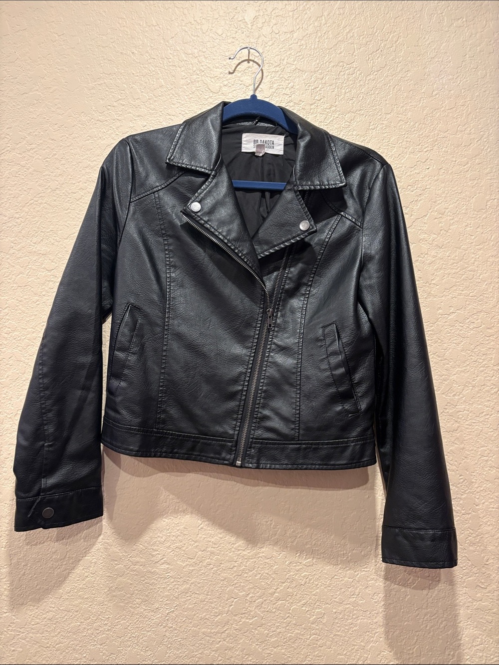 BB Dakota Black Faux Leather Asymmetrical Zip Jacket